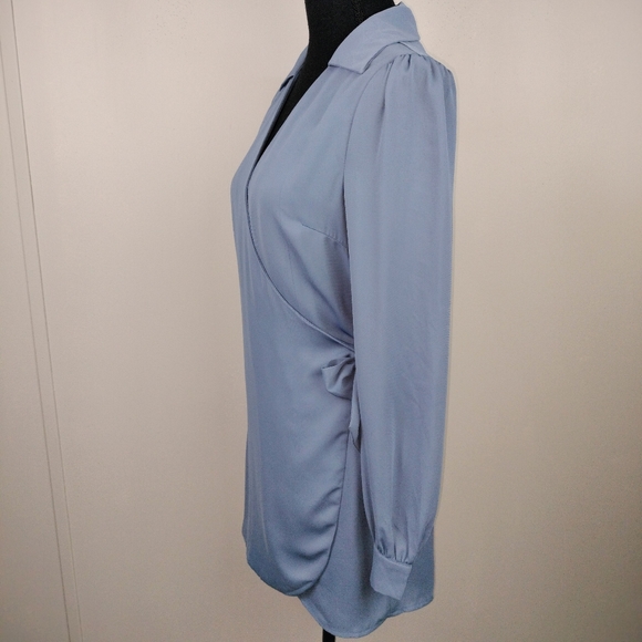 NWT My-Kim Collection The Blake Longsleeve Wrap Dress in Dusty Blue Sz. S - Picture 7 of 13